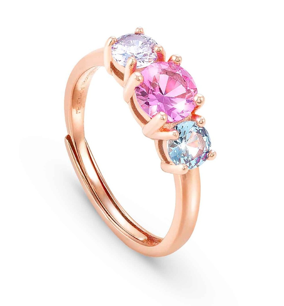 Nomination Color Wave rose gold kolmikivinen värikivisormus 149814/011