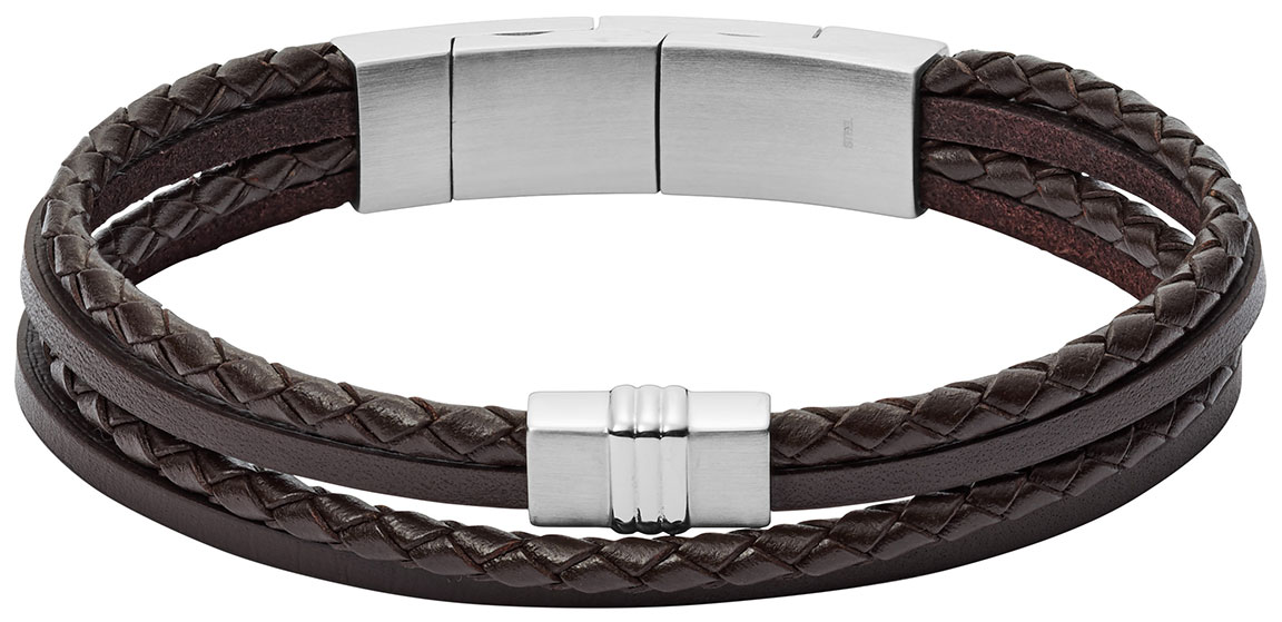 Fossil rannekoru Brown Multi-Strand Braided Leather JF02934040