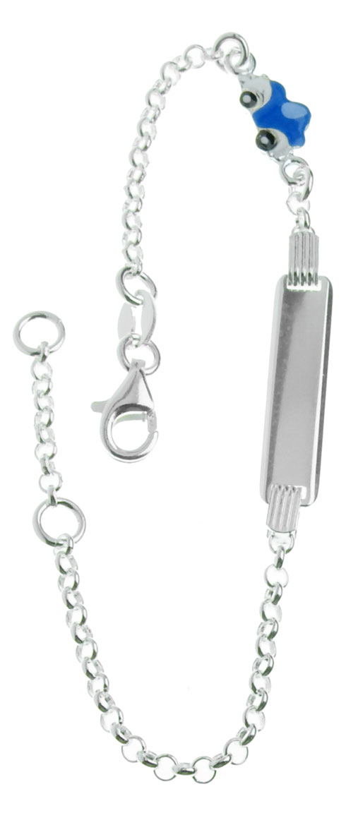 Hopeinen lasten laattarannekoru emaloitu auto R142/16