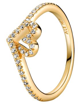 Pandora kullattu kimaltava sydänsormus 169302C01