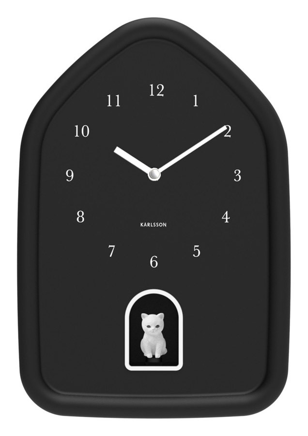 Karlsson seinäkello Modern Kitty black KA6100BK