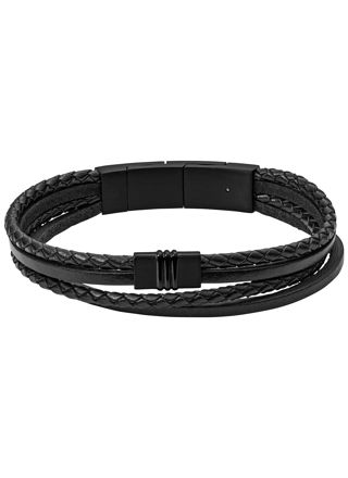 Fossil rannekoru Multi-Strand Black Leather Bracelet JF03098001
