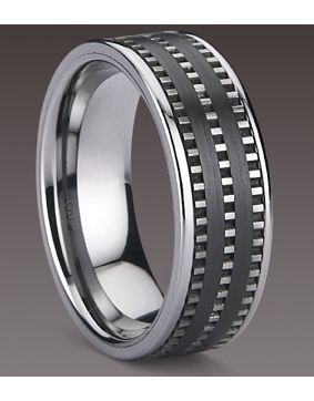 Bosie 5050 titanium / tungsten / keramiikka sormus 8mm