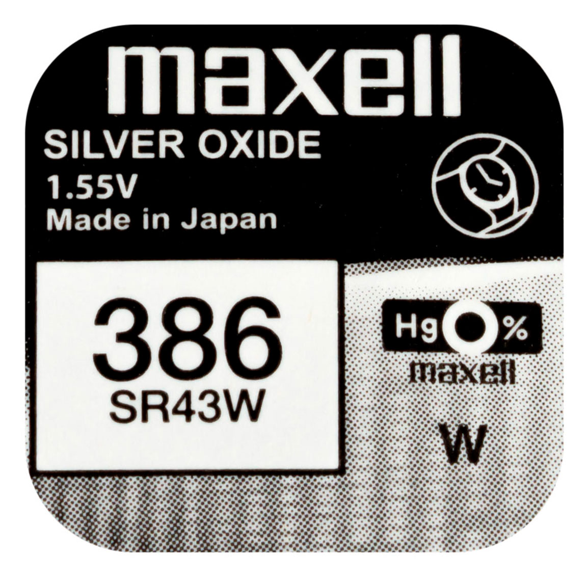 Maxell SR43W hopeaoksidiparisto 386
