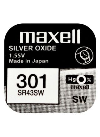 Maxell SR43SW hopeaoksidiparisto 301