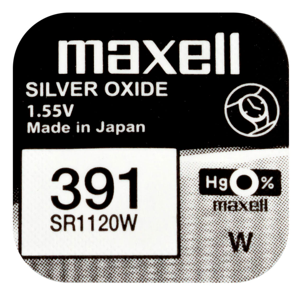 Maxell SR1120W hopeaoksidiparisto 391
