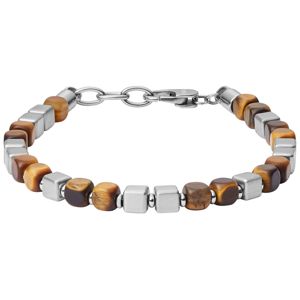 Fossil rannekoru Square Tiger's Eye and Stainless Steel Beaded JF03132040 main product photo