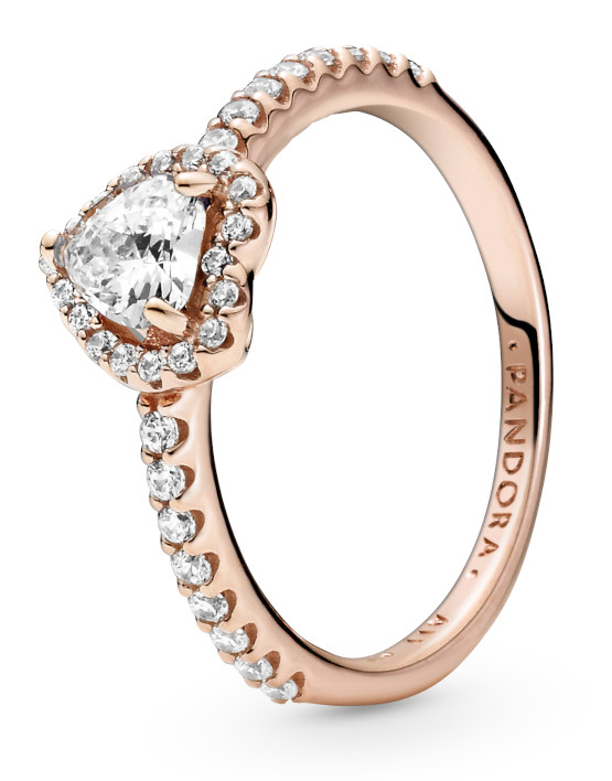 Pandora punakullattu zirkonia sydänsormus 188421C02