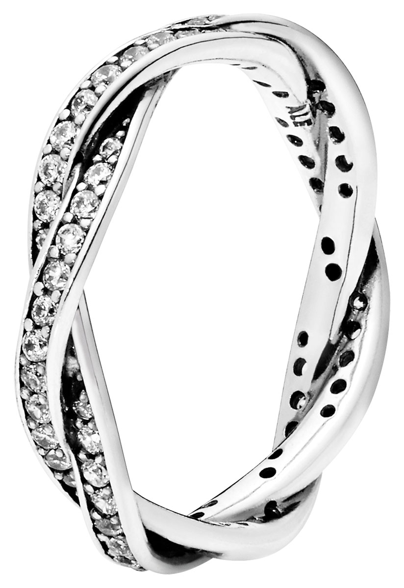 Pandora hopeinen kierretty sormus 190892CZ