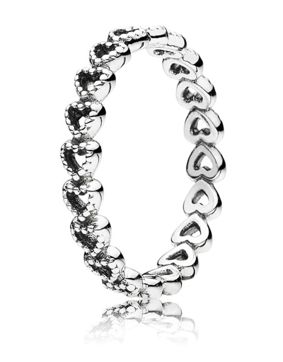 Pandora Band of Hearts hopea sydänsormus 190980