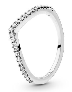 Pandora hopeinen kimaltava chevron sormus 196316CZ