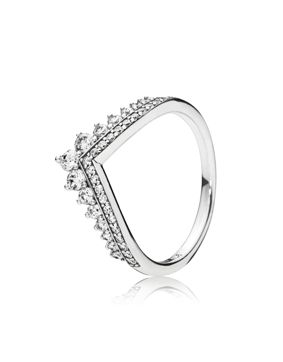 Pandora hopeinen chevron zirkonia sormus 197736CZ