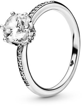 Pandora hopeinen sivukivellinen zirkonia sormus 198289CZ