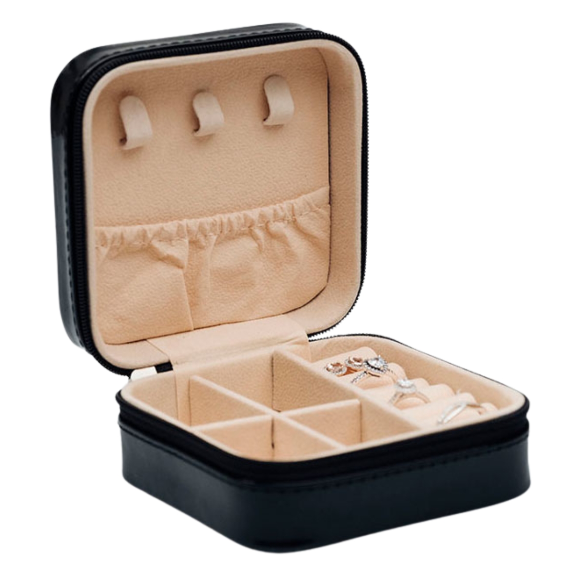 Lykka keinonahkainen musta neliö korurasia