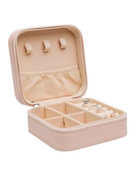 Lykka keinonahkainen vaaleanpunainen neliö korurasia