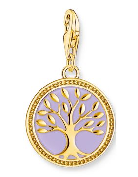 Thomas Sabo Charm Club Charmista Tree of Love with violet enamel yellow-gold plated hela 2035-427-13