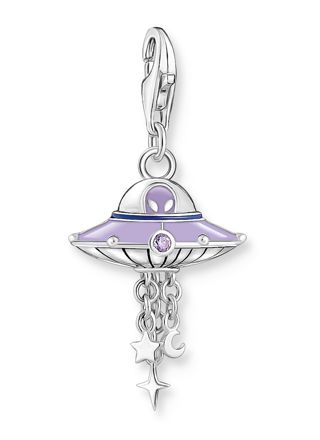 Thomas Sabo Charm Club Charmista UFO violet enamel stones silver blackened hela 2045-691-7