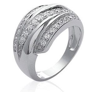 Lykka Casuals leveä crossover hopeasormus 12 mm 