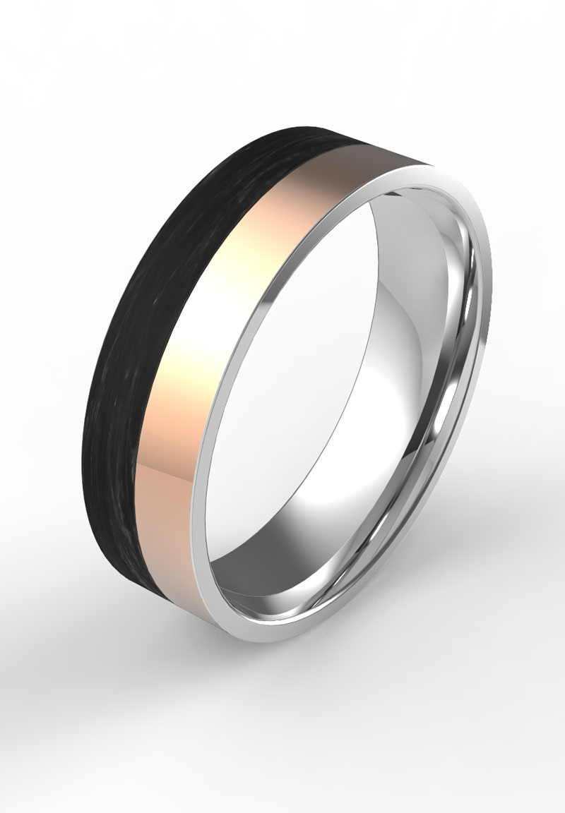 Bosie Ticmir-2016-92 sormus, titaani/hiilikuitu 5mm