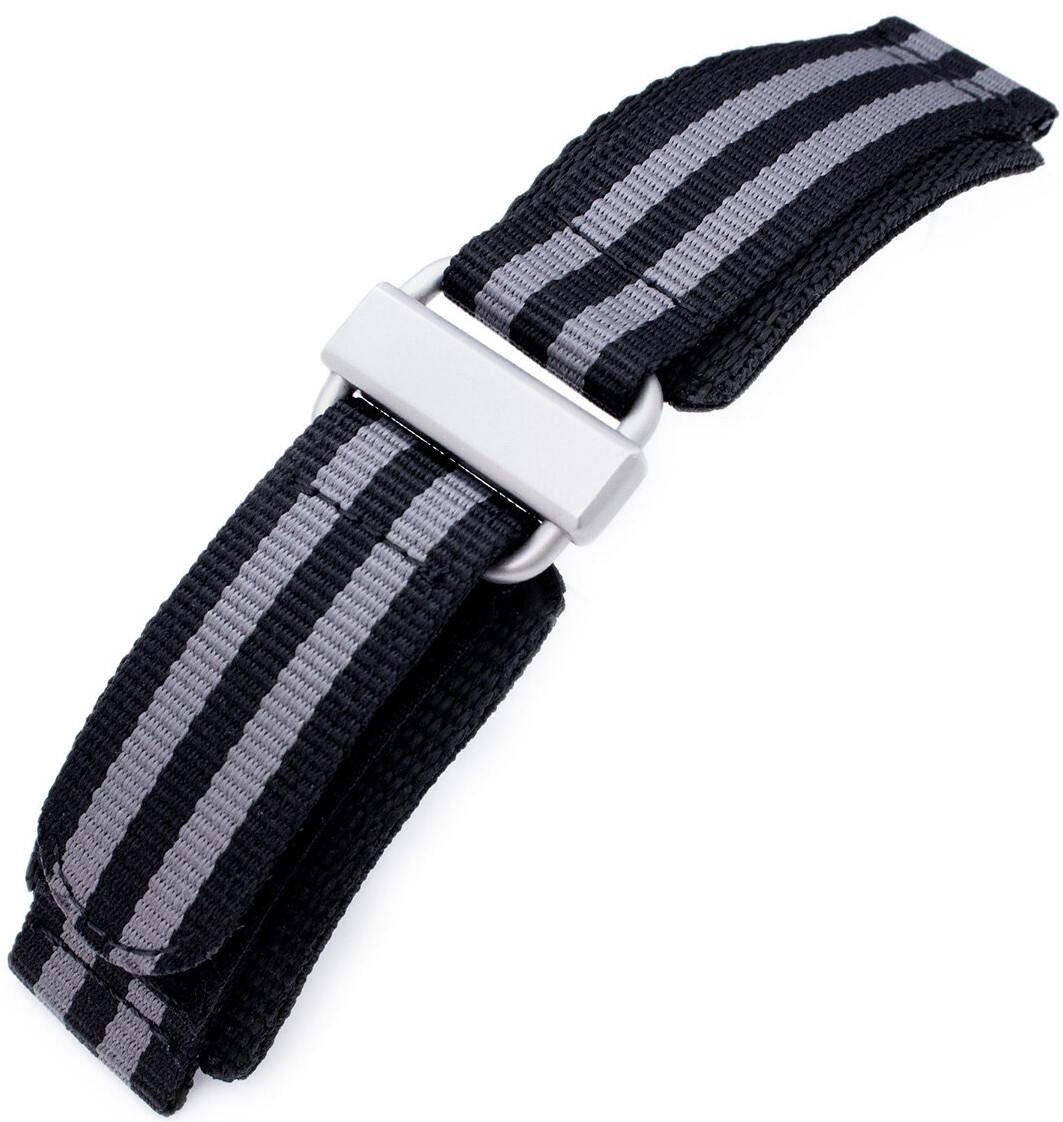 MiLTAT Black & Grey NyjBB Nylon Velcro ranneke 22mm 22B22EBR01N9H10