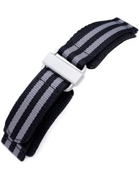 MiLTAT Black & Grey NyjBB Nylon Velcro ranneke 22mm 22B22EBR01N9H10