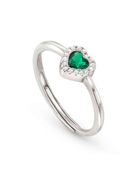 Nomination All My Love green sydän hopeasormus 240300/014