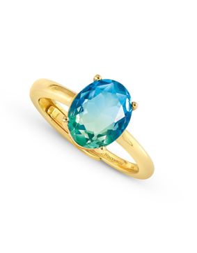 Nomination Symbiosi bicolor stones yksikivinen kullattu hopeasormus light blue-green 240800/026