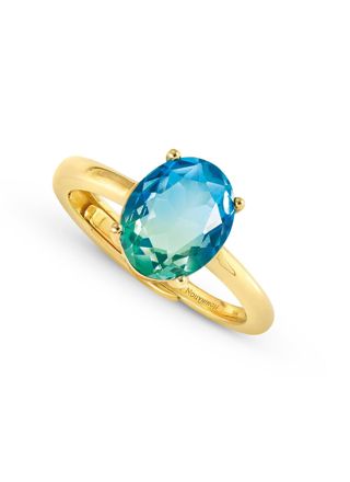 Nomination Symbiosi bicolor stones yksikivinen kullattu hopeasormus light blue-green 240800/026