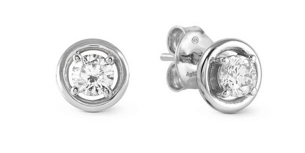 Nomination Cosmic Love hopeakorvakorut zirkonioilla Silver Circle 241710/053