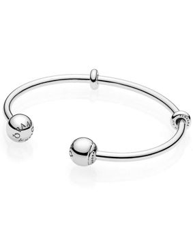 Pandora Moments hopeinen avoin rannekoru 596477