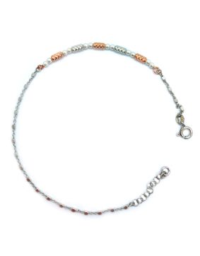 Hopeinen nilkkaketju helmillä NK39/25