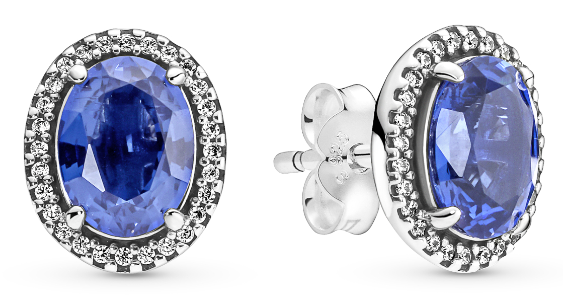 Pandora hopeiset kimaltavat siniset halo korvakorut 290040C01