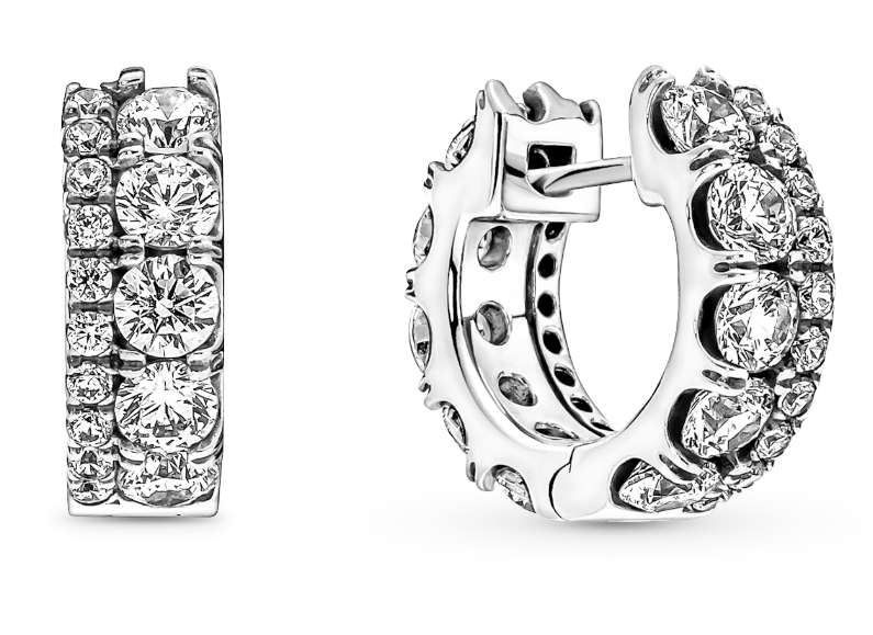 Pandora hopeinen kaksirivinen pavé korvakorut 290058C01