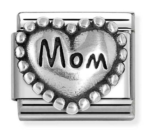 Nomination Composable Classic Oxidized Symbols Silvershine heart with dots Mom 330101/79