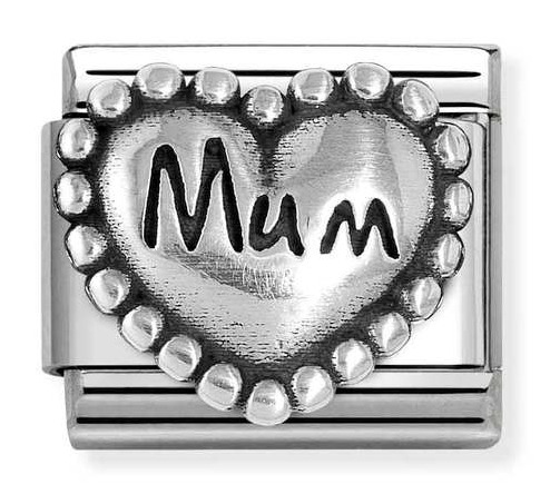 Nomination Composable Classic Oxidized Symbols Silvershine heart with dots Mum 330101/80