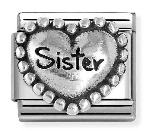 Nomination Composable Classic Oxidized Symbols Silvershine heart with dots Sister 330101/81