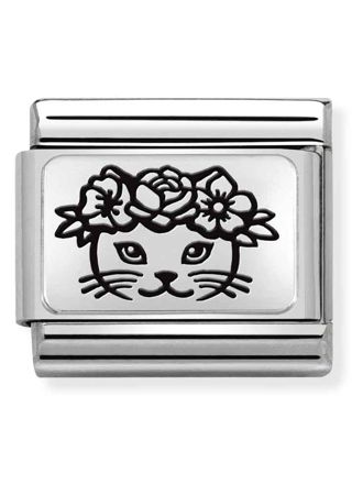 Nomination Classic Silvershine Cat Flowers 330111/23