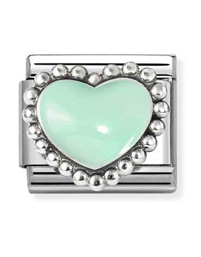 Nomination Composable Classic symbols pastel green raised heart 330204/35