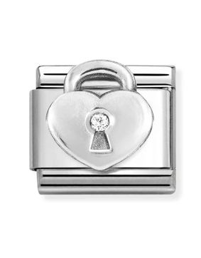 Nomination Composable Classic Silvershine symbols and Cubic zirconia WHITE padlock 330311/19