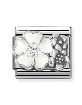 Nomination Composable Classic Silvershine symbols oxidized WHITE flower with flowers 330325/01