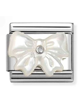 Nomination Composable Classic Stone Symbols Silvershine White Mother of pearl bow 330509/20