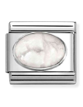 Nomination Classic Silvershine hard stones howlite mat 330510/45