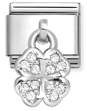 Nomination Classic Silvershine white four-cleaf clover 331800/31