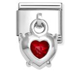 Nomination Classic Silvershine red heart 331812/13