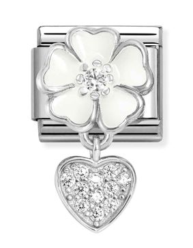Nomination Composable Classic Silvershine charms White flower with heart 331814/04