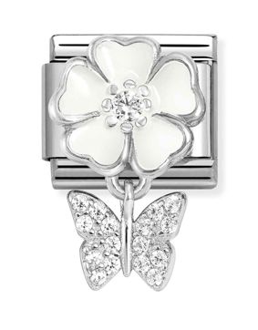 Nomination Composable Classic Silvershine charms White flower with butterfly 331814/05