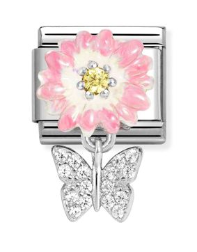 Nomination Composable Classic Silvershine charms Pink daisy with butterfly 331814/08