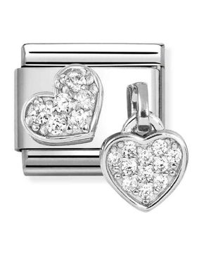 Nomination Composable Classic silver and cz pavè heart and heart 331817/15