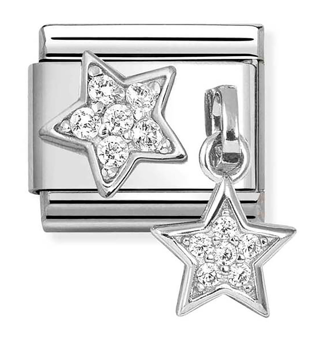 Nomination Composable Classic silver and cz pavè star and star 331817/16
