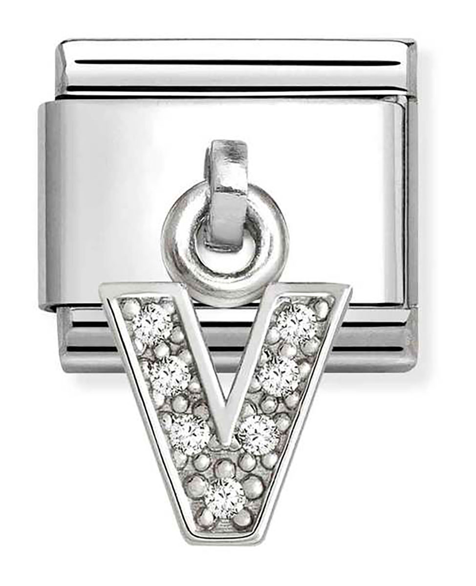 Nomination Composable Classic Silvershine V-kirjain hopea 331818/22